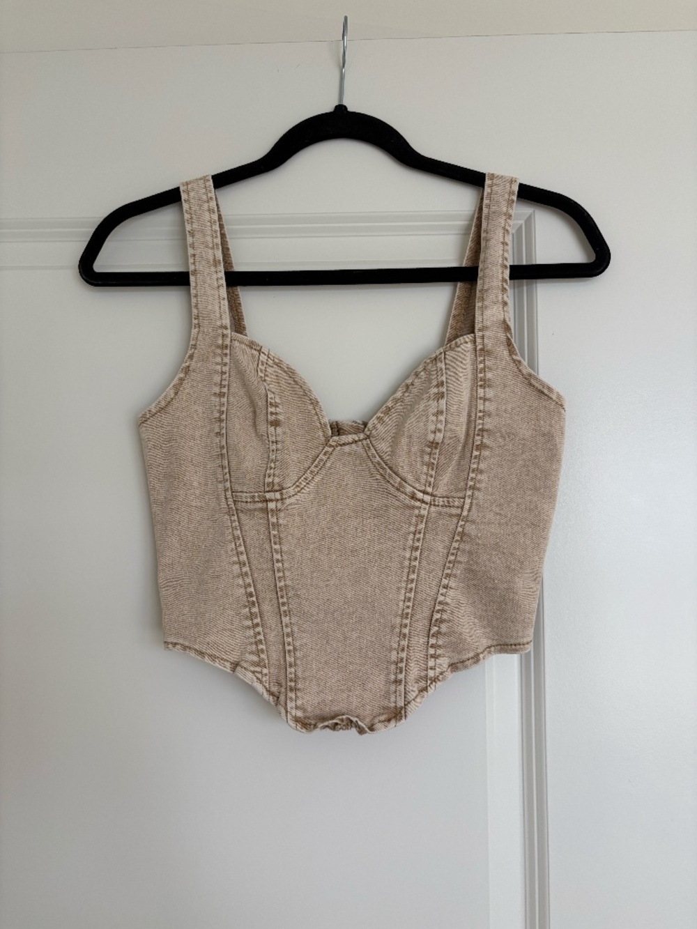 Tan denim corset top
